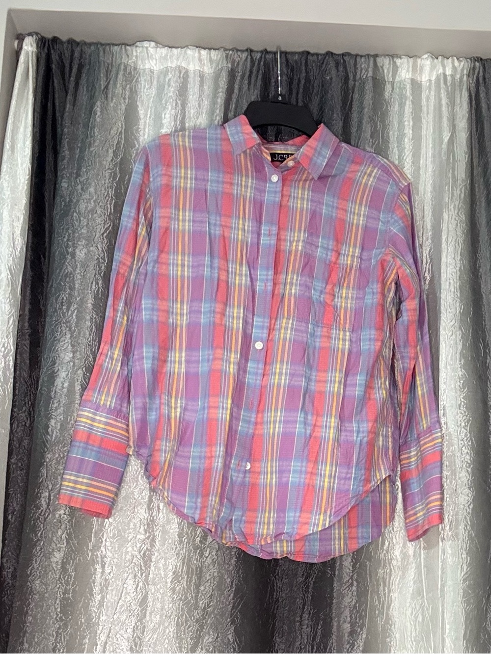 J. Crew Pink and Blue Plaid Button-Down Shirt